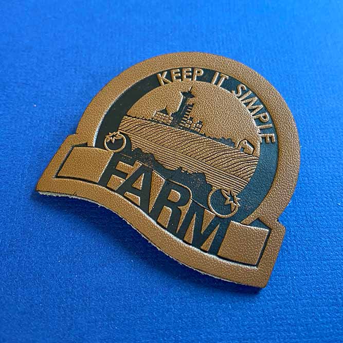 Custom leather patch example image